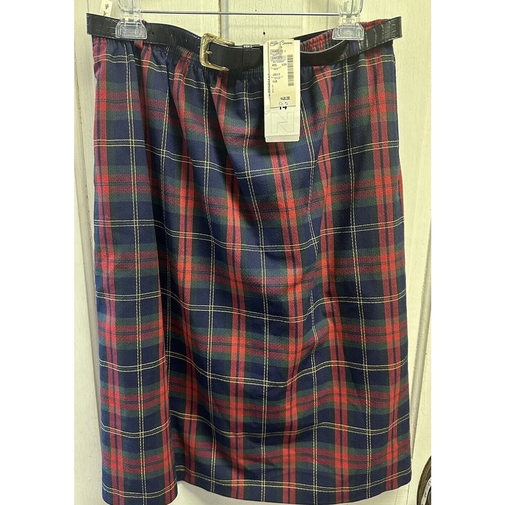 NWT Vintage Tanjay 2 Piece Set Sweater Vest Skirt Size Large Red Plaid - Picture 7 of 9